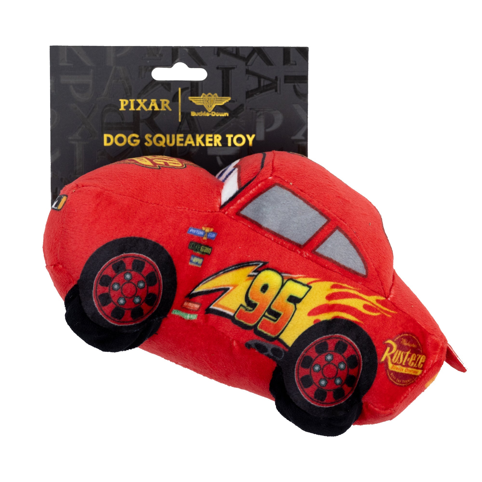 Dog Toy Squeaker Plush - Pixar Car Lightning McQueen Race Car Replica