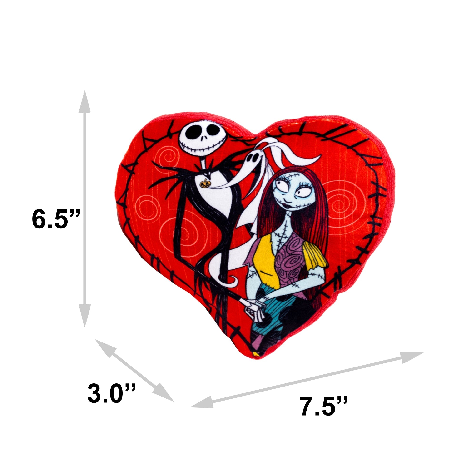 Dog Toy Squeaker Plush - The Nightmare Before Christmas Jack and Sally Heart Pose