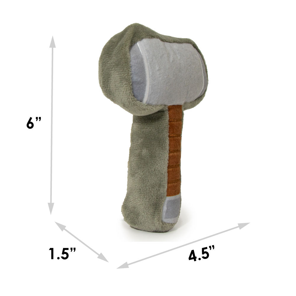 Dog Toy Squeaker Plush - Thor's Hammer Grays Browns
