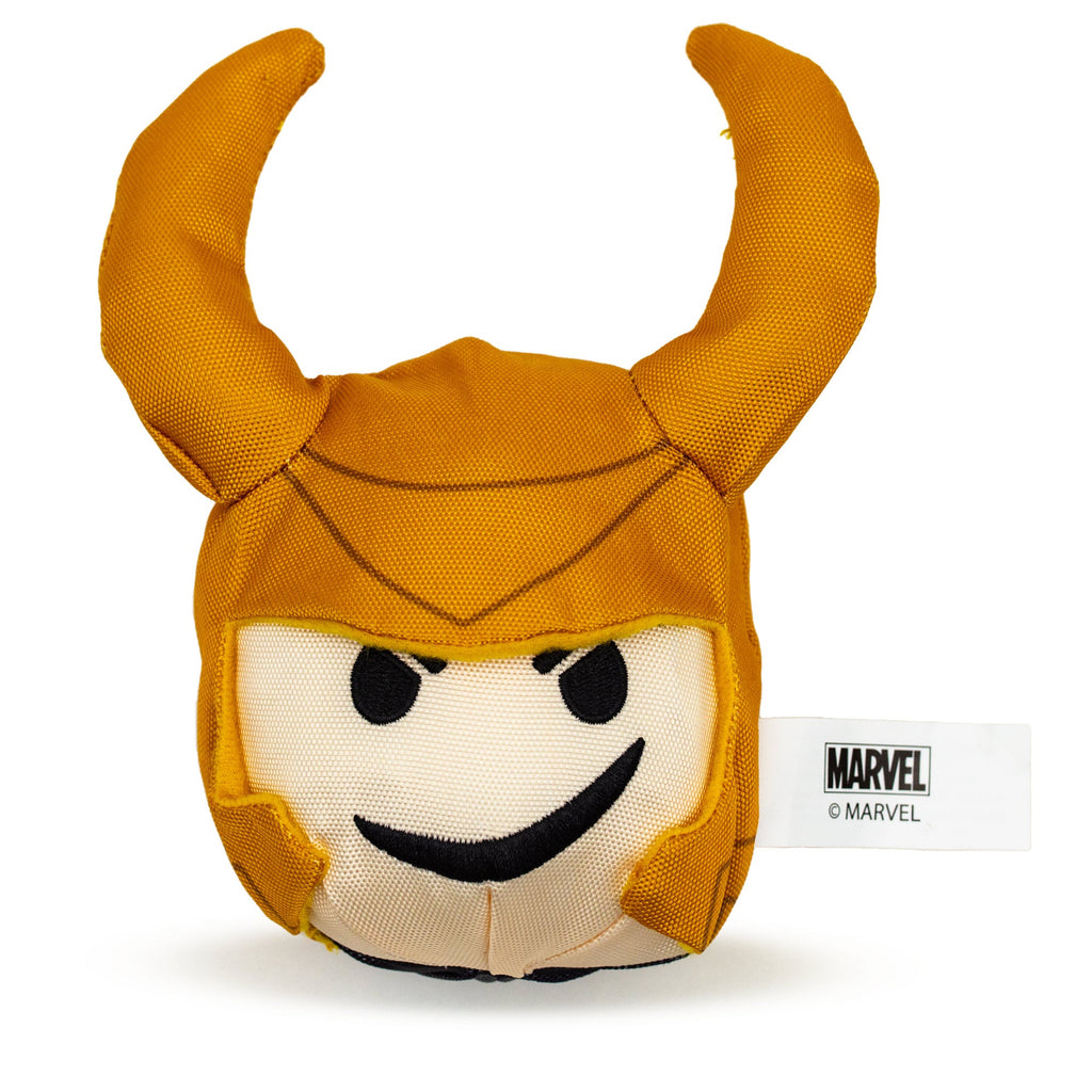 Dog Toy Squeaker Plush Loki Smirking Face Round