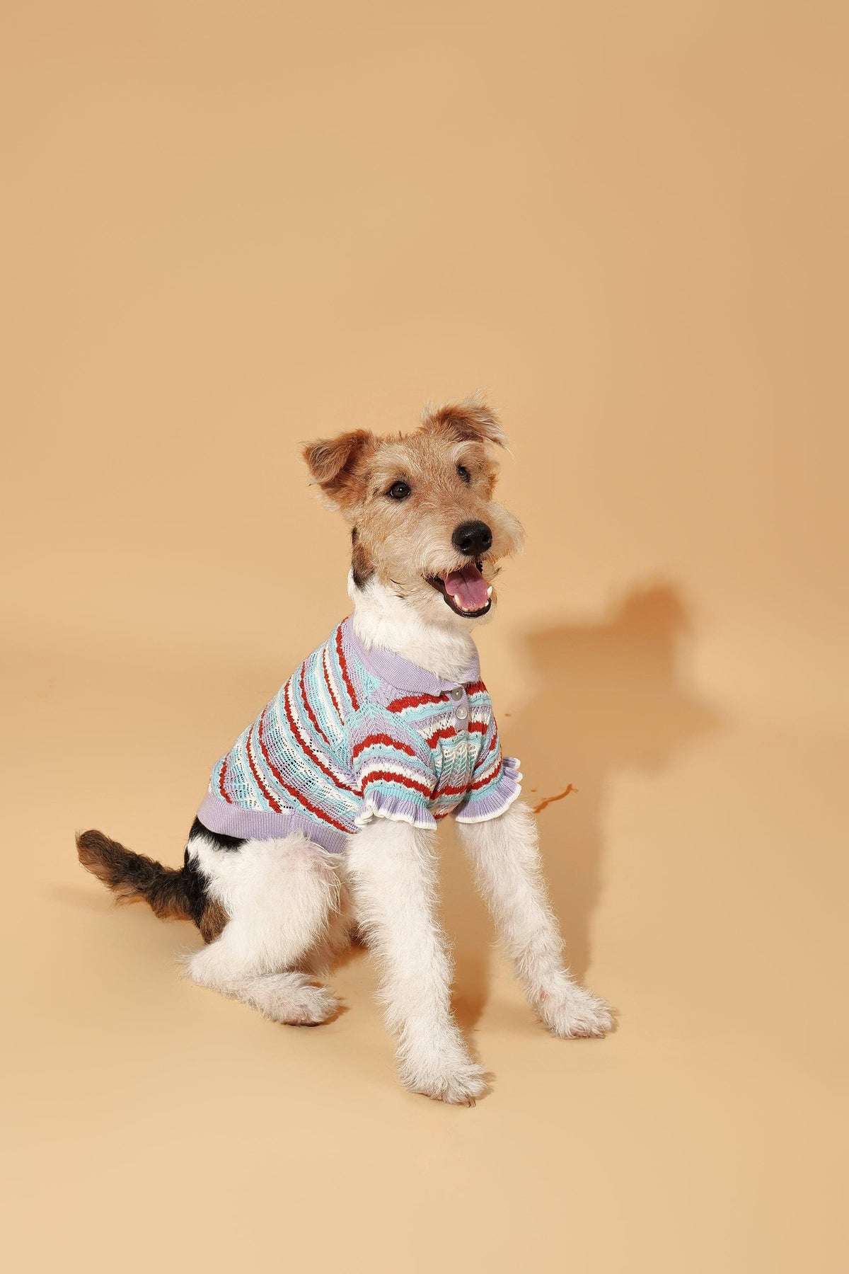 Pet & Me Spring Summer Lavender Ruffle Crochet Short Sleeve Polo Shirt