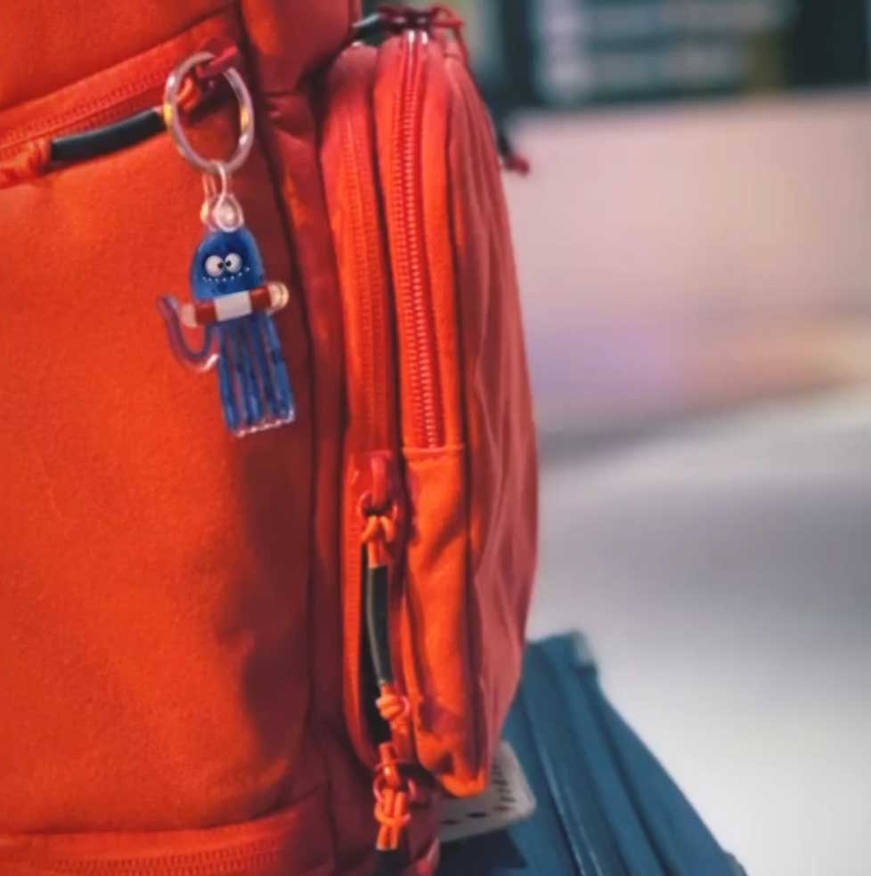 Octopus Keychain Featured on Backpack