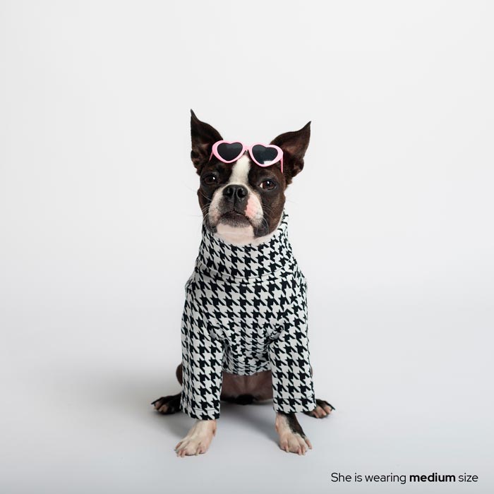 Cute Dog is wearing Black and White Doggy Sweatshirt #color_chic dogstooth
