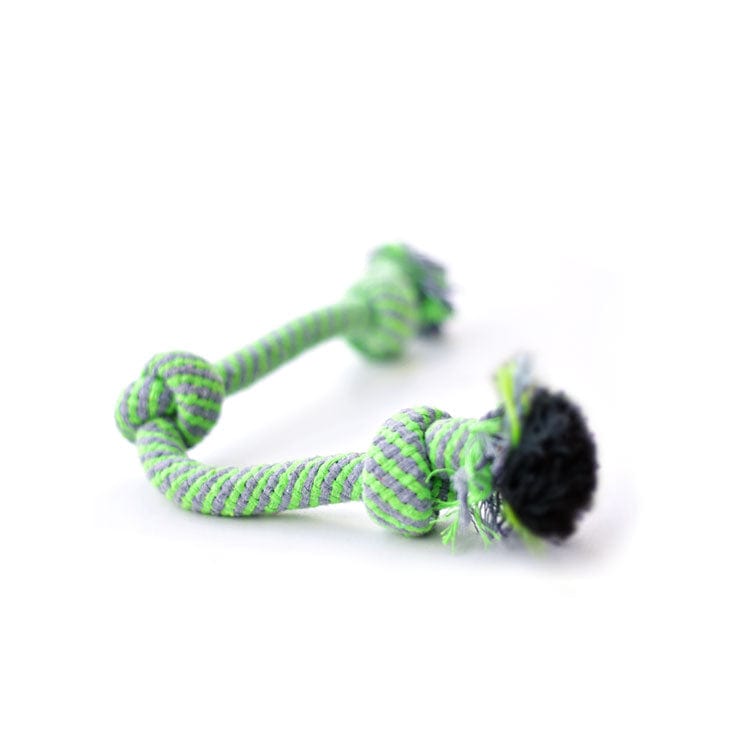 3-Knot Cotton Dog Rope Toy green and grey