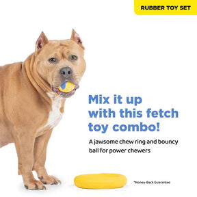 The Power Duo Combo Comes with Both A Durable Chew Ring and Bouncy Ball